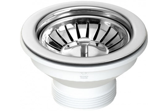 90 x 50mm Polished Stainless Steel Basket Waste with Long Screw