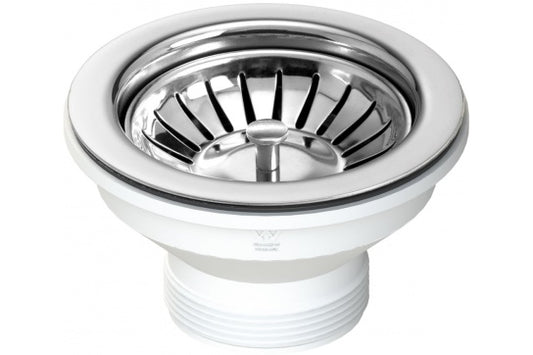 90 x 50mm Polished Stainless Steel Basket Waste with Long Screw