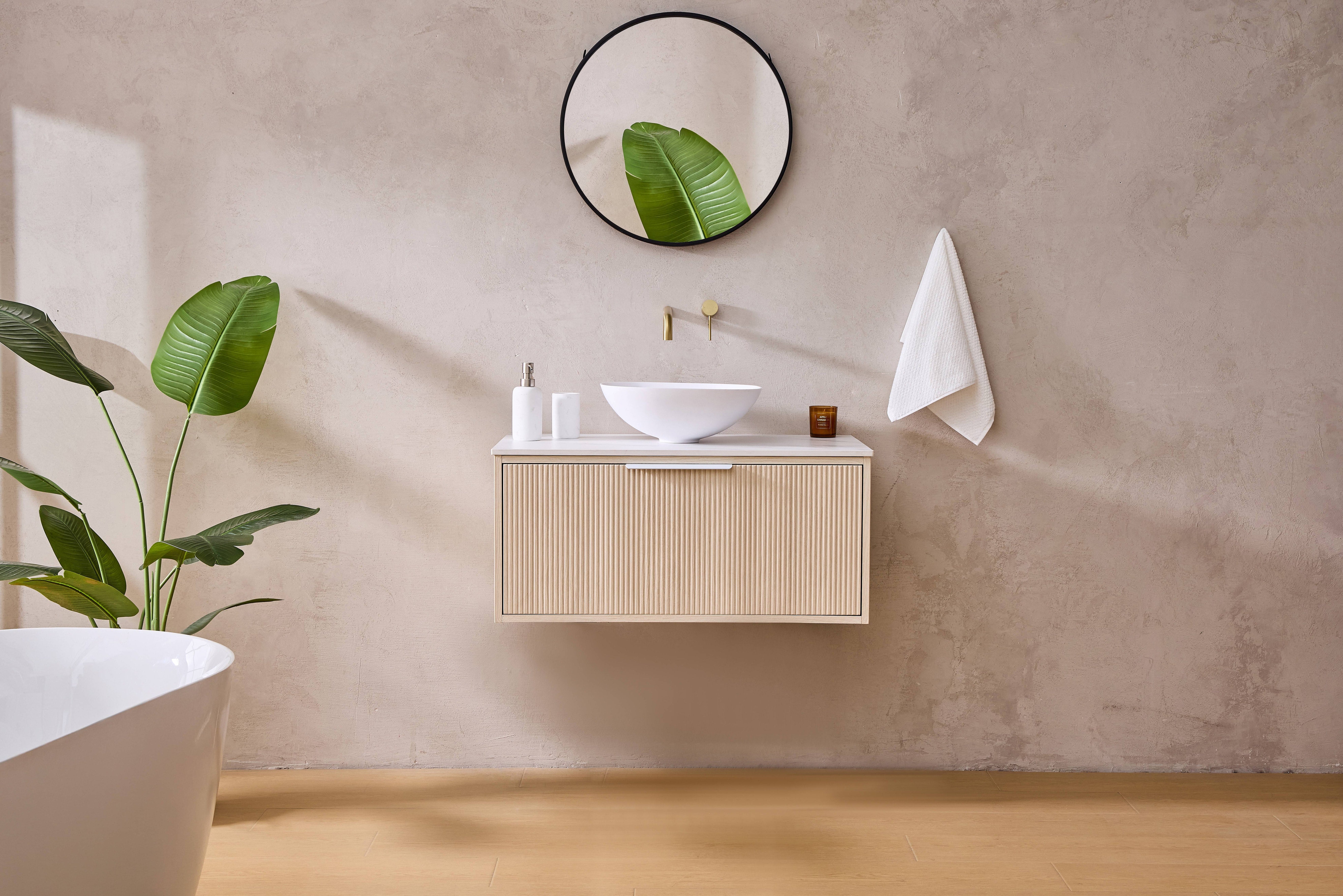 Kliff Fluted Wood Grain Vanities Coastal Oak LK-MK750W-CO