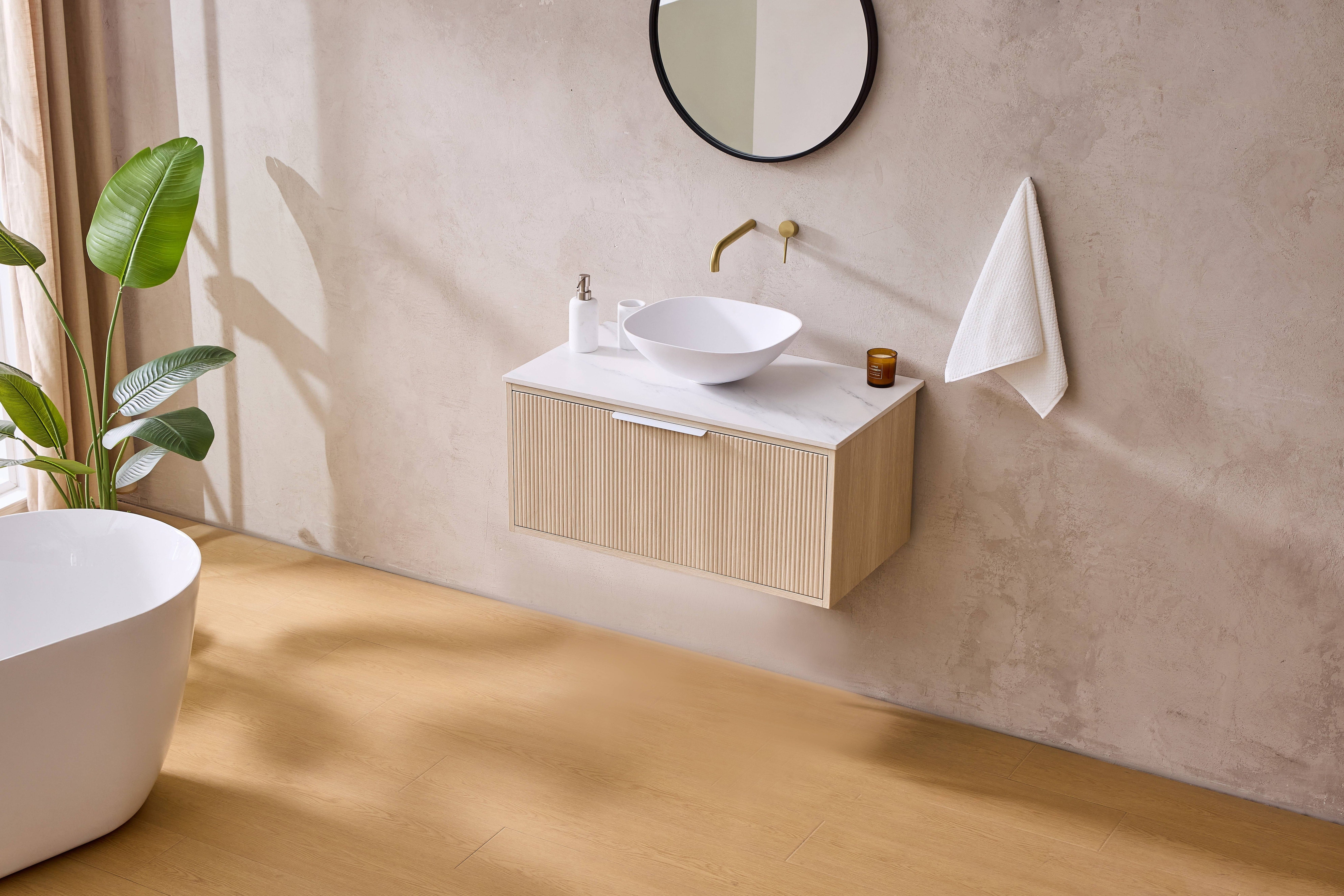 Kliff Fluted Wood Grain Vanities Coastal Oak LK-MK600W-CO