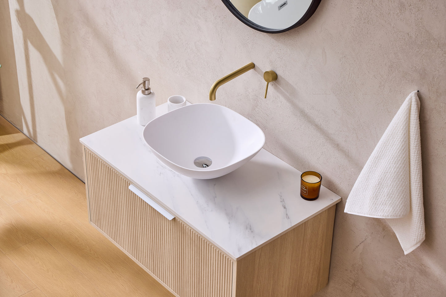 Kliff Fluted Wood Grain Vanities Coastal Oak LK-MK900W-CO