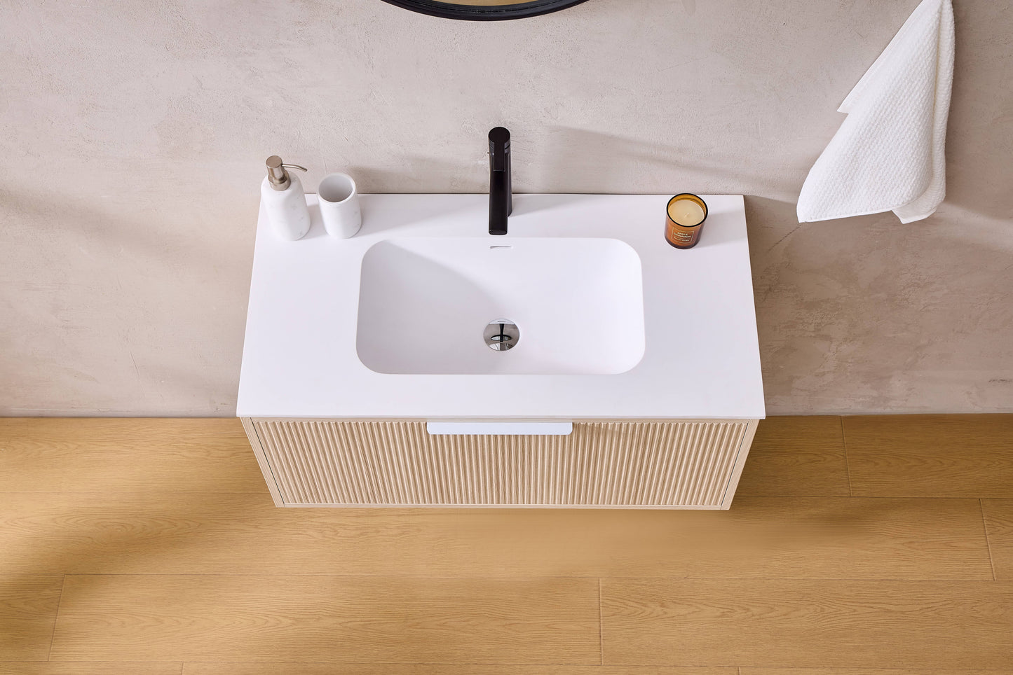 Kliff Fluted Wood Grain Vanities Coastal Oak LK-MK900W-CO