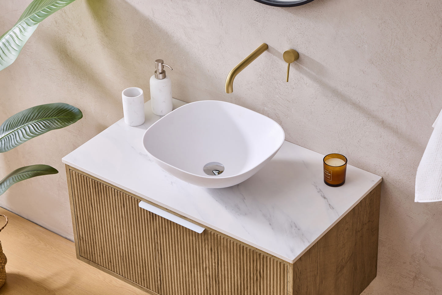 Kliff Fluted Wood Grain Vanities Prime Oak LK-MK900W-PO