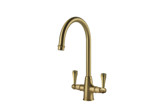 Ludlow Double Mixer Tap - Brushed Brass