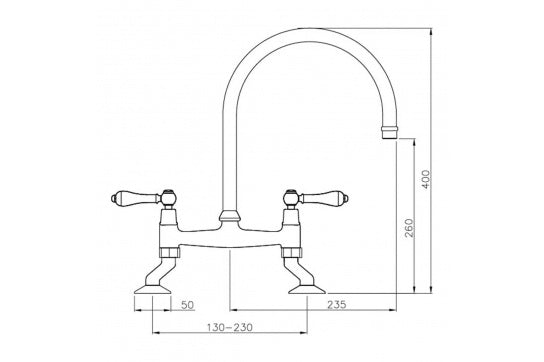 Ludlow Bridge Mixer Tap - Brushed Brass