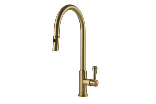 Ludlow Pull Out Sink Mixer - Brushed Brass — Gold & Brass, Basin Mixers
