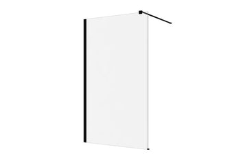 M-Series 860/960/1160 Wall Fixed Panel – Clear glass/black fittings — Matte Black, Shower Screen Hardware