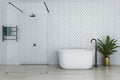 M-Series 1150 Freestanding Panel – Clear glass/black fittings