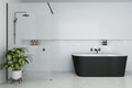 M-Series 860/960/1160 Wall Fixed Panel – Clear glass/black fittings
