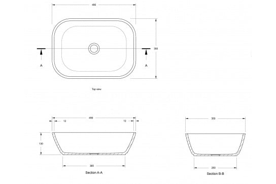 Maldon 49 x 35 TitanCast Solid Surface Above Counter Basin - Satin Silk White