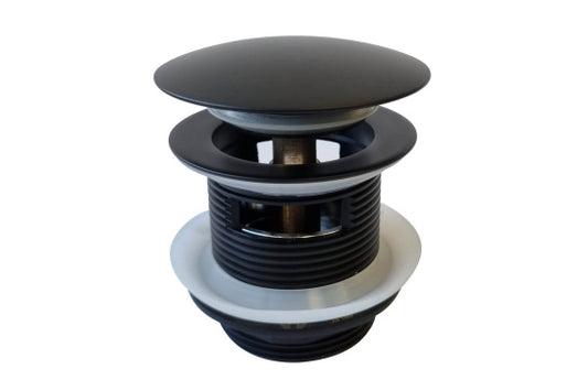 40mm Safety Pull-Out Pop-Up Bath Waste with Short Tail with Overflow - Matte Black