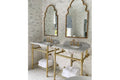 Mayer Basin Stand With 75 x 55 Real Carrara Marble Top - Brushed Brass