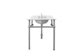 Mayer Basin Stand With 75 x 55 Real Carrara Marble Top - Brushed Nickel — Freestanding