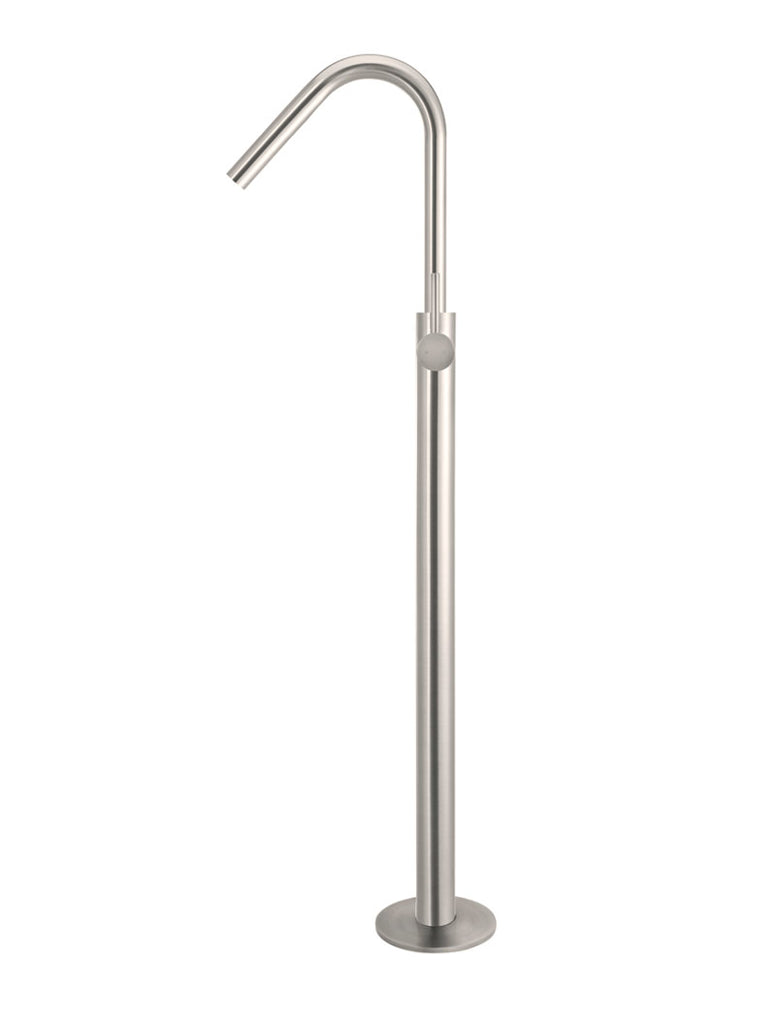 Round Freestanding Bath Spout and Hand Shower - Brushed Nickel