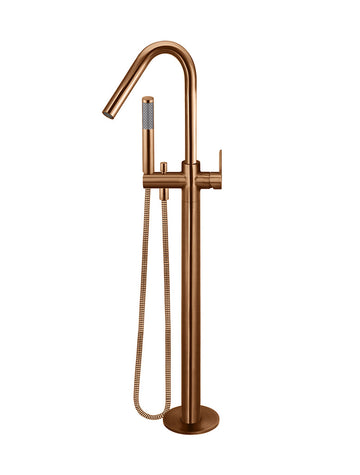 Round Paddle Freestanding Bath Spout and Hand Shower - Bronze