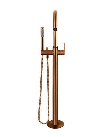 Round Paddle Freestanding Bath Spout and Hand Shower - Bronze