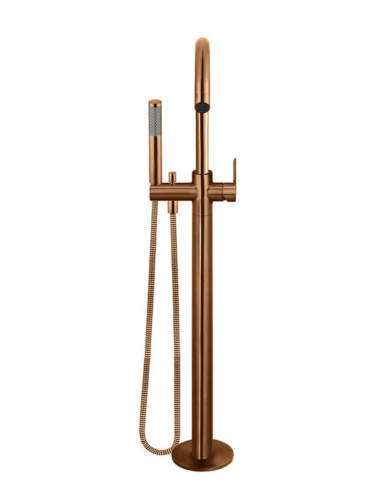 ROUND PADDLE FREESTANDING BATH SPOUT AND HAND SHOWER