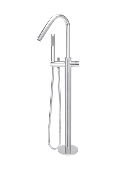 ROUND PINLESS FREESTANDING BATH SPOUT AND HAND SHOWER