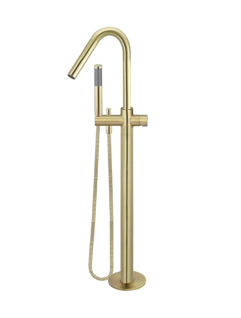 Round Pinless Freestanding Bath Spout And Hand Shower — PVD Tiger Bronze, Freestanding Bath Spouts & Mixers
