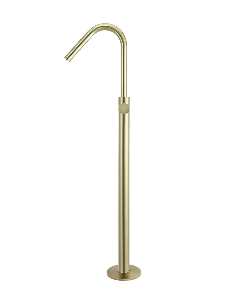Round Pinless Freestanding Bath Spout and Hand Shower - Tiger Bronze