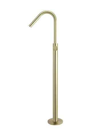 Round Pinless Freestanding Bath Spout and Hand Shower - Tiger Bronze