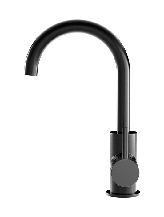 ROUND GOOSENECK BASIN MIXER WITH COLD START