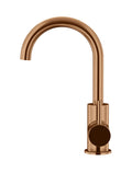 ROUND GOOSENECK BASIN MIXER WITH COLD START