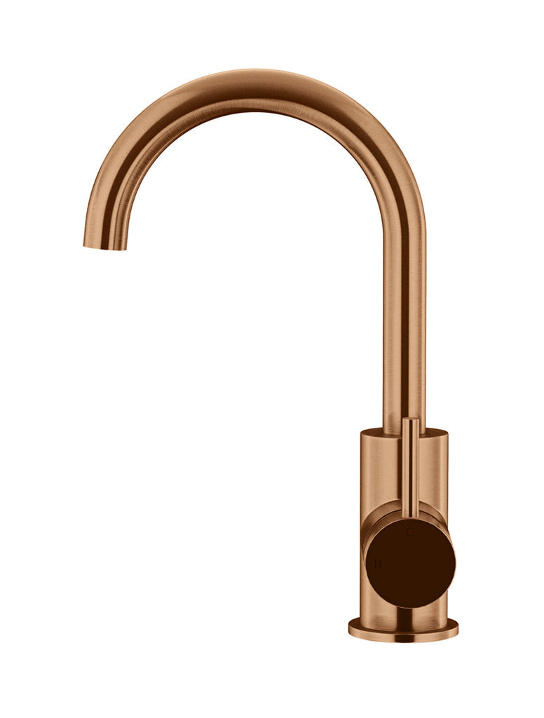 ROUND GOOSENECK BASIN MIXER WITH COLD START