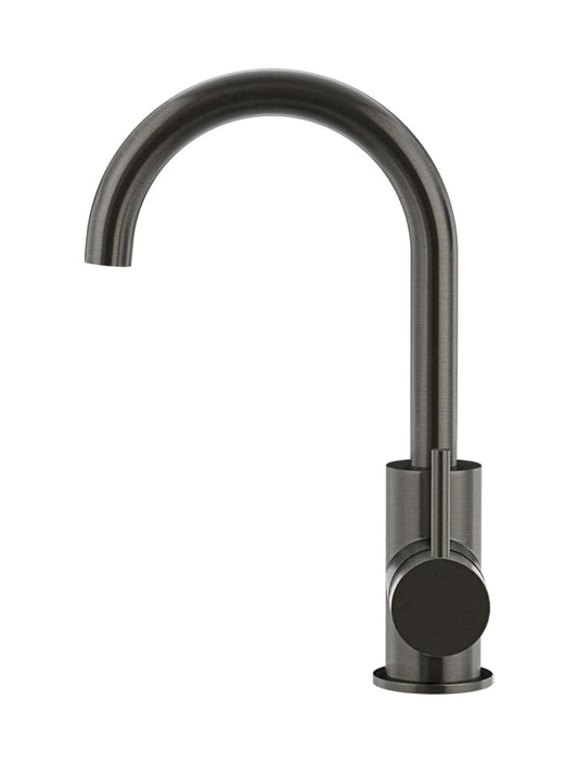 ROUND GOOSENECK BASIN MIXER WITH COLD START