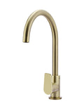 ROUND GOOSENECK KITCHEN MIXER TAP WITH PADDLE HANDLE