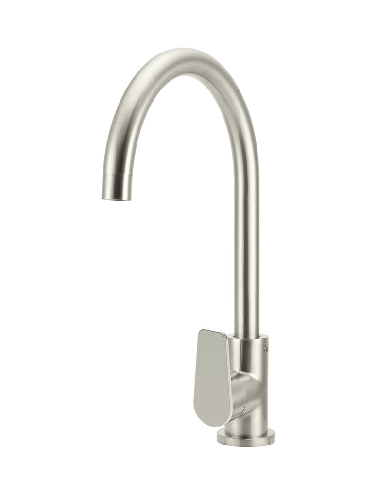 ROUND GOOSENECK KITCHEN MIXER TAP WITH PADDLE HANDLE