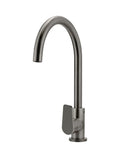 ROUND GOOSENECK KITCHEN MIXER TAP WITH PADDLE HANDLE