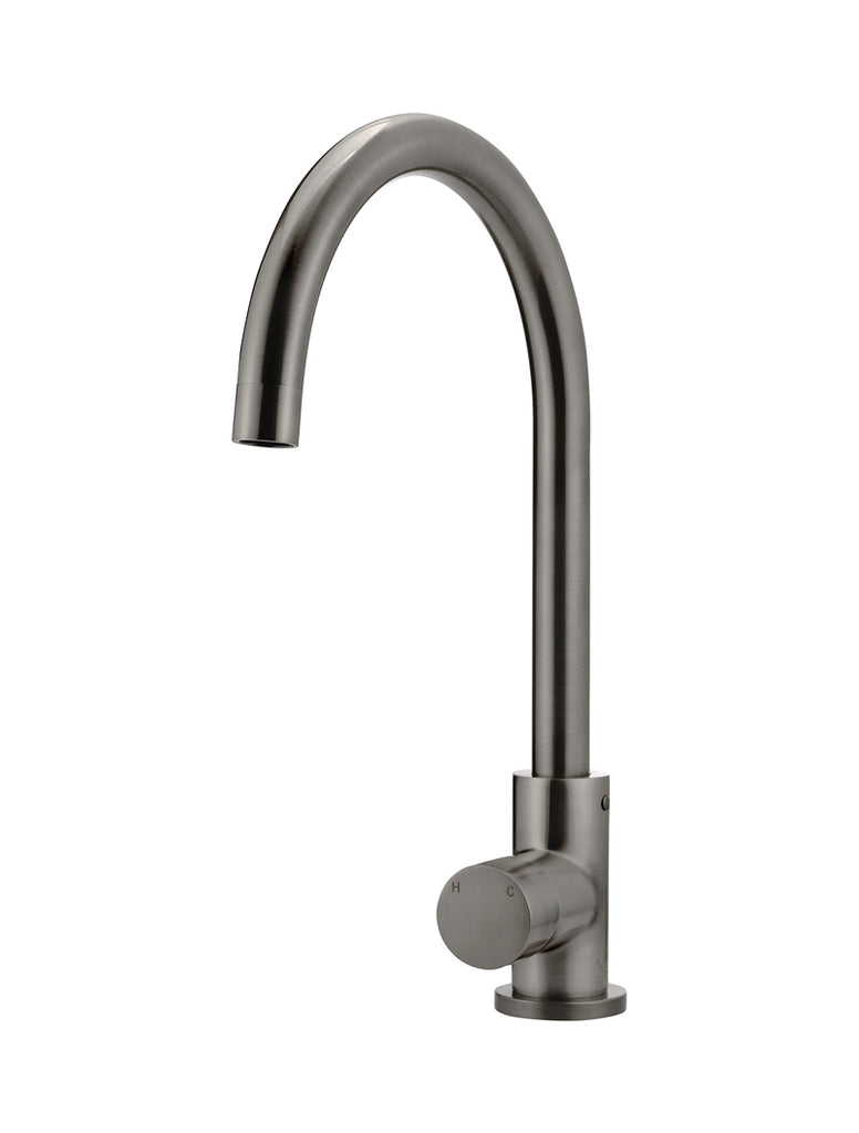 ROUND GOOSENECK KITCHEN MIXER TAP WITH PINLESS HANDLE