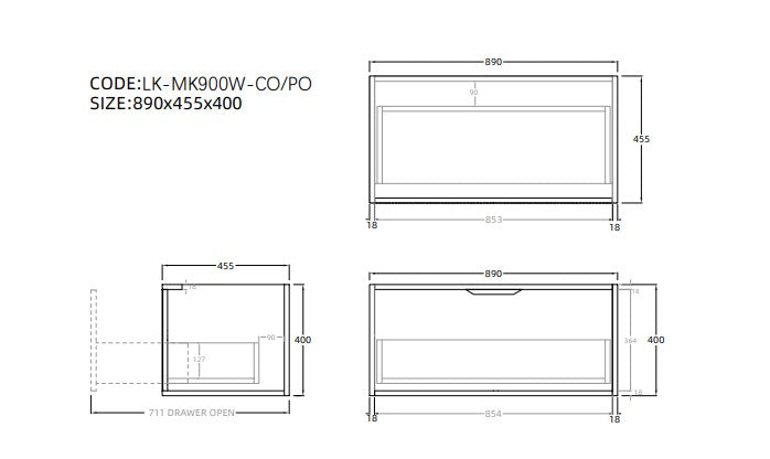 Kliff Fluted Wood Grain Vanities Prime Oak LK-MK900W-PO