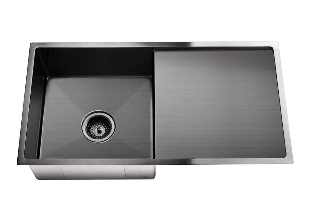 LAVELLO KITCHEN SINK - SINGLE BOWL & DRAINBOARD 840 X 440 GUNMETAL BLACK