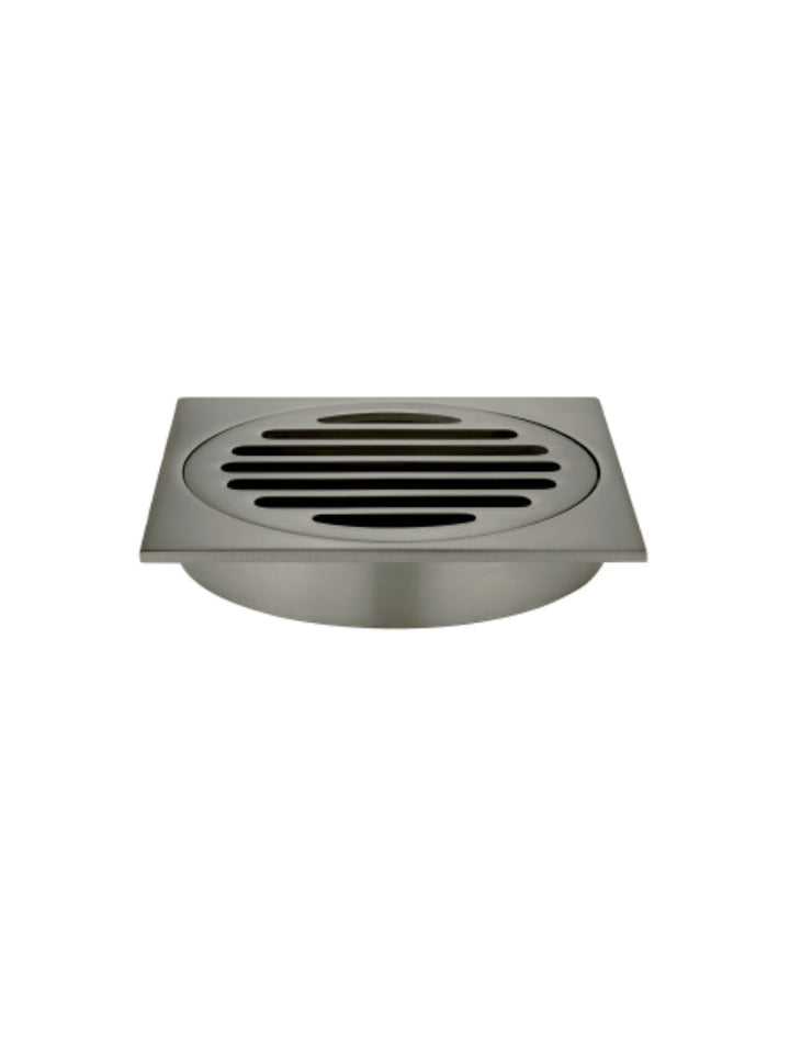 Square Floor Grate Shower Drain 100MM Outlet — Shadow Gunmetal, Gunmetal, Floor Wastes & Drains