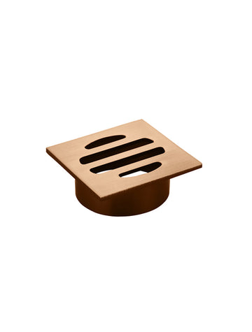 Square Floor Grate Shower Drain 50MM Outlet — PVD Lustre Bronze, Bronze, Floor Wastes & Drains