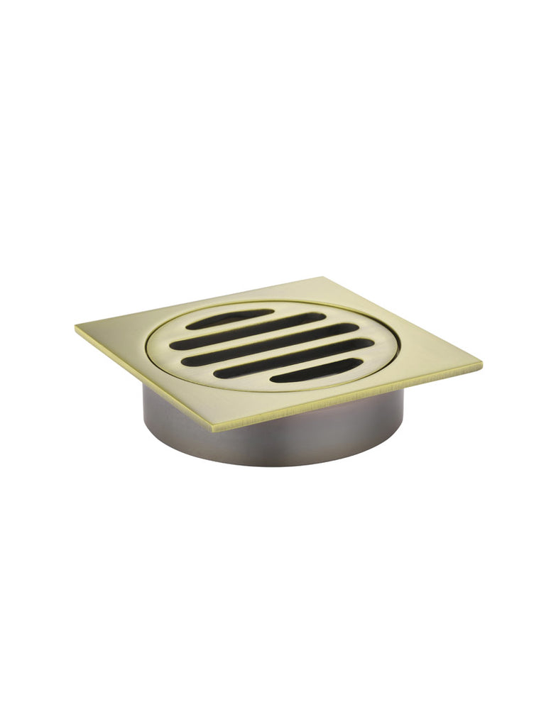 Square Floor Grate Shower Drain 80MM Outlet — Tiger Bronze, Floor Wastes & Drains