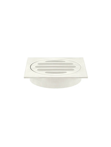Square Floor Grate Shower Drain 80MM Outlet — PVD Brushed Nickel, Brushed Nickel, Floor Wastes & Drains