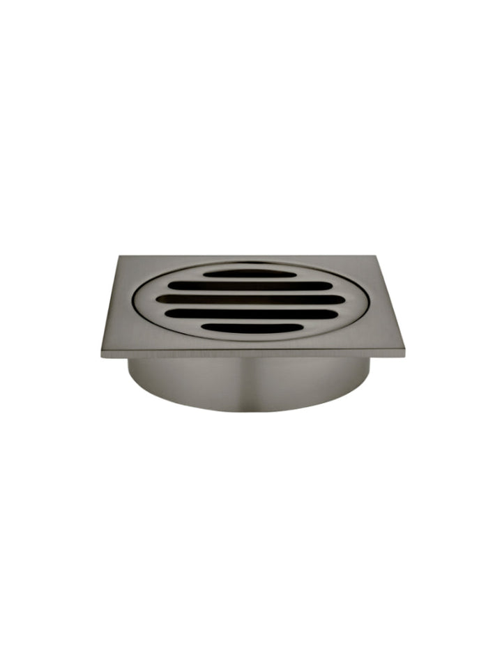 Square Floor Grate Shower Drain 80MM Outlet — Shadow Gunmetal, Gunmetal, Floor Wastes & Drains