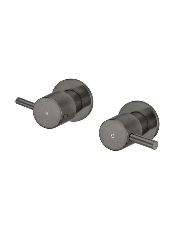Round Quarter Turn Wall Top Assemblies — Shadow Gunmetal, Gunmetal & Graphite, Basin Mixers, Wall Taps & Top Assemblies