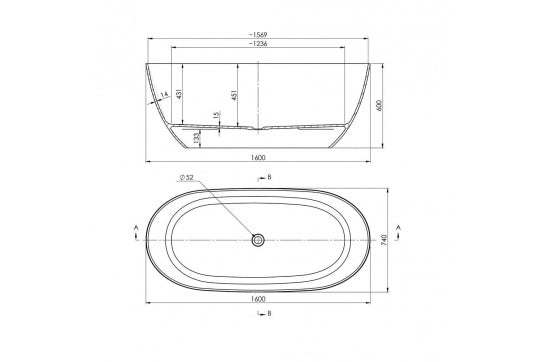 Narva 160 x 74 MagnaCast Free Standing Bath - Matte White