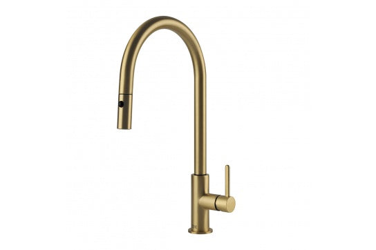 Naples Pull Out Sink Mixer - Brushed Brass — Gold & Brass, Basin Mixers