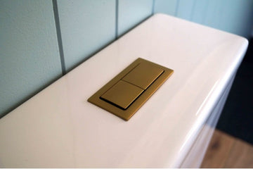 Rectangle Brushed Brass Flush Button — Gold & Brass, Flush Plates, Toilet Buttons & Accessories