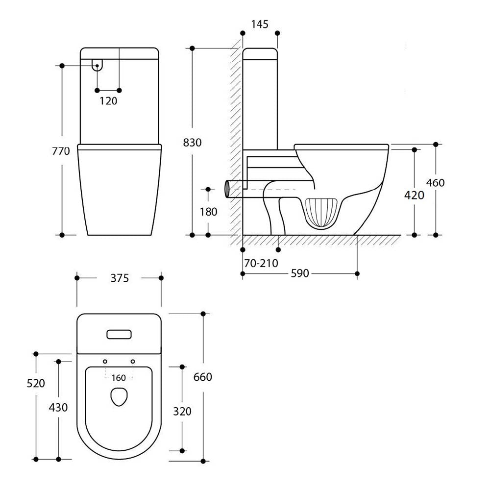 Narva Rimless Close Coupled Back to Wall Toilet Suite with Soft Close Quick Release Seat