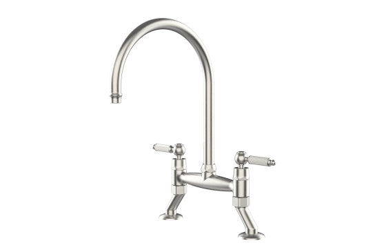 Novanta Bridge Mixer Tap - Brushed Nickel — Basin Mixers