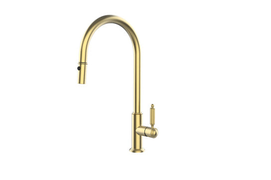 Novanta Pull Out Mixer - Brushed Brass — Gold & Brass, Basin Mixers
