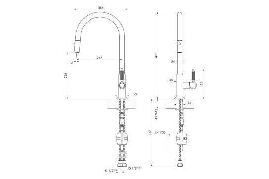 Novanta Pull Out Mixer - Brushed Brass