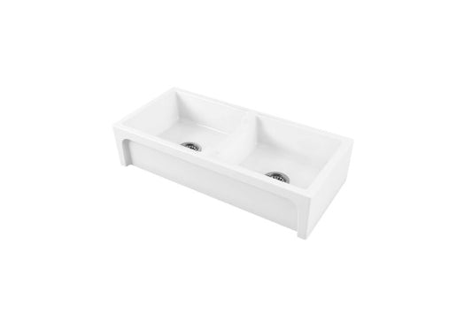 Patri 100 x 47 Fine Fireclay Double Bowl Farmhouse Butler Sink
