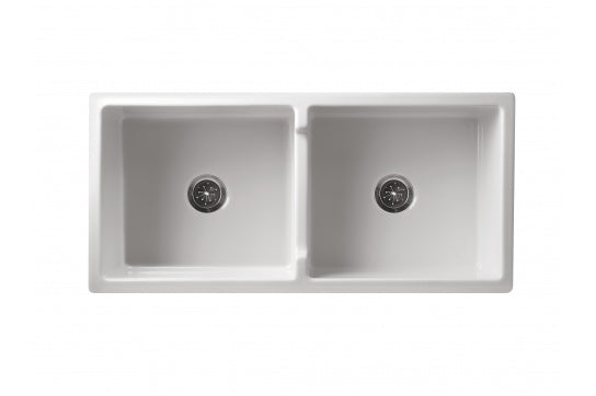 Patri 100 x 47 Fine Fireclay Double Bowl Farmhouse Butler Sink